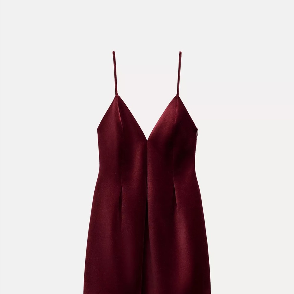 Short red velvet mini dress
